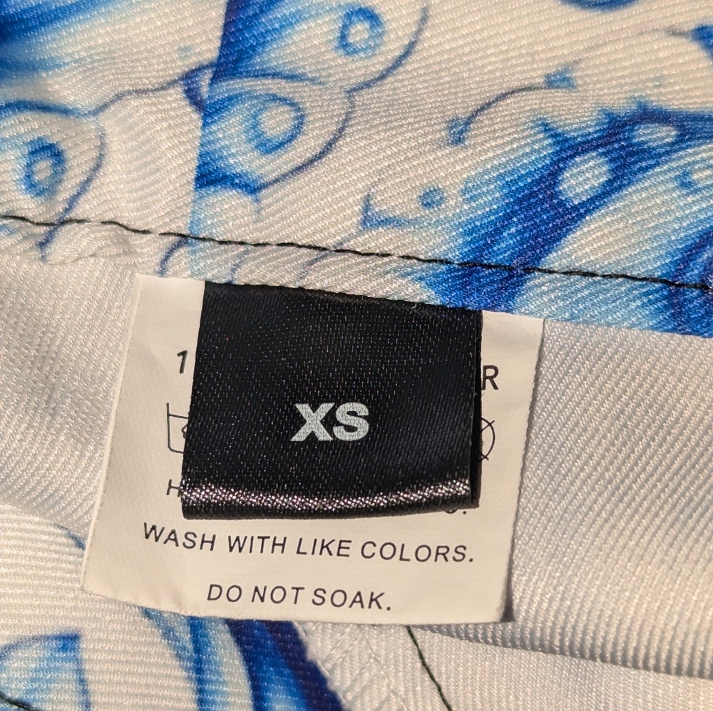 Shein (4-6) Flare Leg Pants Blue And White - Picture 3 of 4